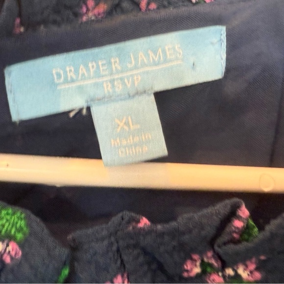 Draper James Smocked Waist Ruffle Hem Dress XL Blue Floral NEW - Picture 8 of 8